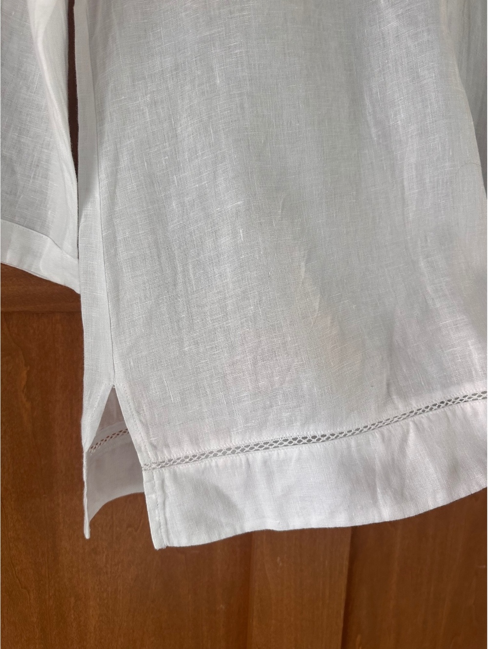 J. McLaughlin 100% Linen White V-neck 3/4 Sleeve Tunic Blouse Women’s Small - Picture 5 of 10